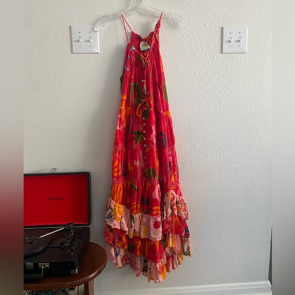 Farm Rio Mixed Fruits Ocean Tiered Midi-Dress Size Small - Picture 1 of 5